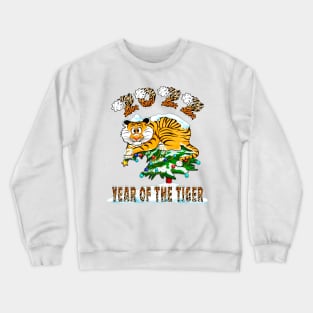 Fat Tiger on Christmas tree / 2022 Year of the tiger Crewneck Sweatshirt